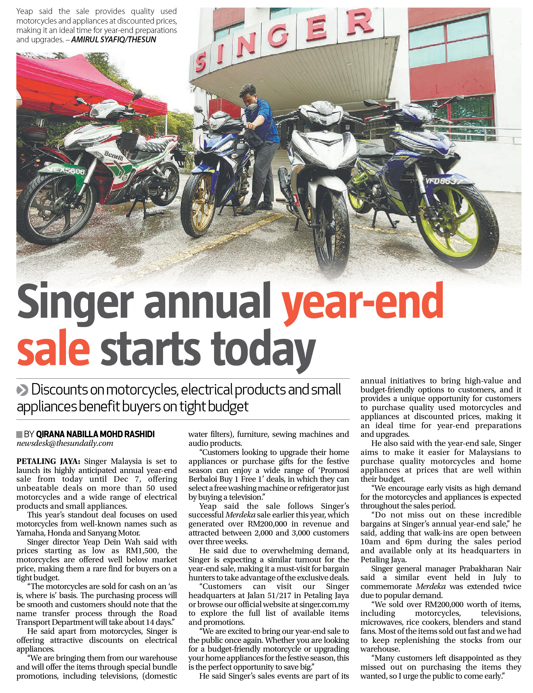 SINGGER Annual Year-End Sale!